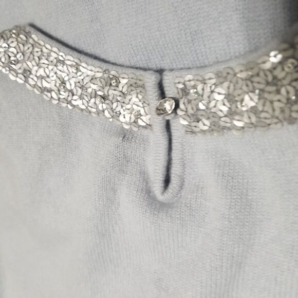 SAKS FIFTH AVENUE Sweater Womens Small Light Blue 100% Cashmere 2-Piece Cardigan - Picture 12 of 13